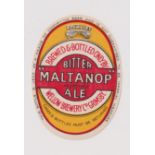 Beer label, Wellow Brewery Co, Grimsby, Bitter Maltanop Ale, vertical oval 92mm high (sl paper stuck