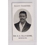 Cigarette card, Taddy, County Cricketers, Derbyshire, type card, Mr. C.A. Ollivierre (slight album