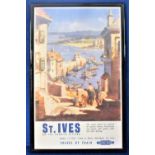 Rail Poster, original St. Ives rail travel poster for Western Region printed by Waterlow and Sons