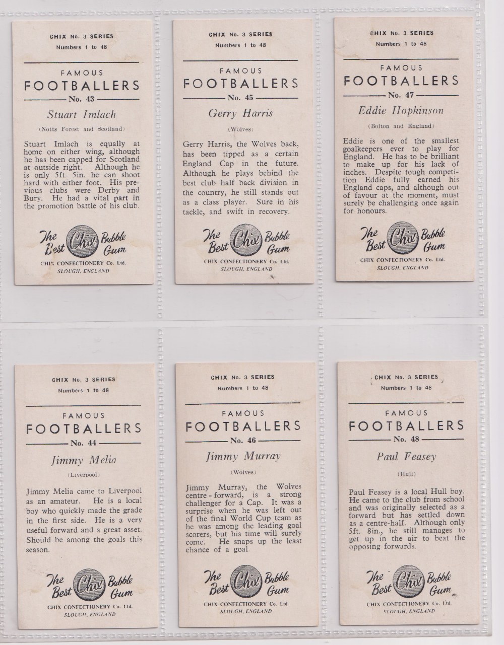 Trade cards, Chix, Footballers No 3 Series A (set, 48 cards) (some with slight marks, one signed, - Image 16 of 16