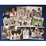 Football autographs, 12 press photos, colour & b/w