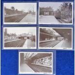 Postcards, Rail, a selection of 5 RPs of London Suburbs Railway Stations, inc. Ealing Broadway (