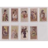 Cigarette cards, Wills, Japanese Series, 9 cards, Wills ref. book item 23, pictures nos 12, 14,