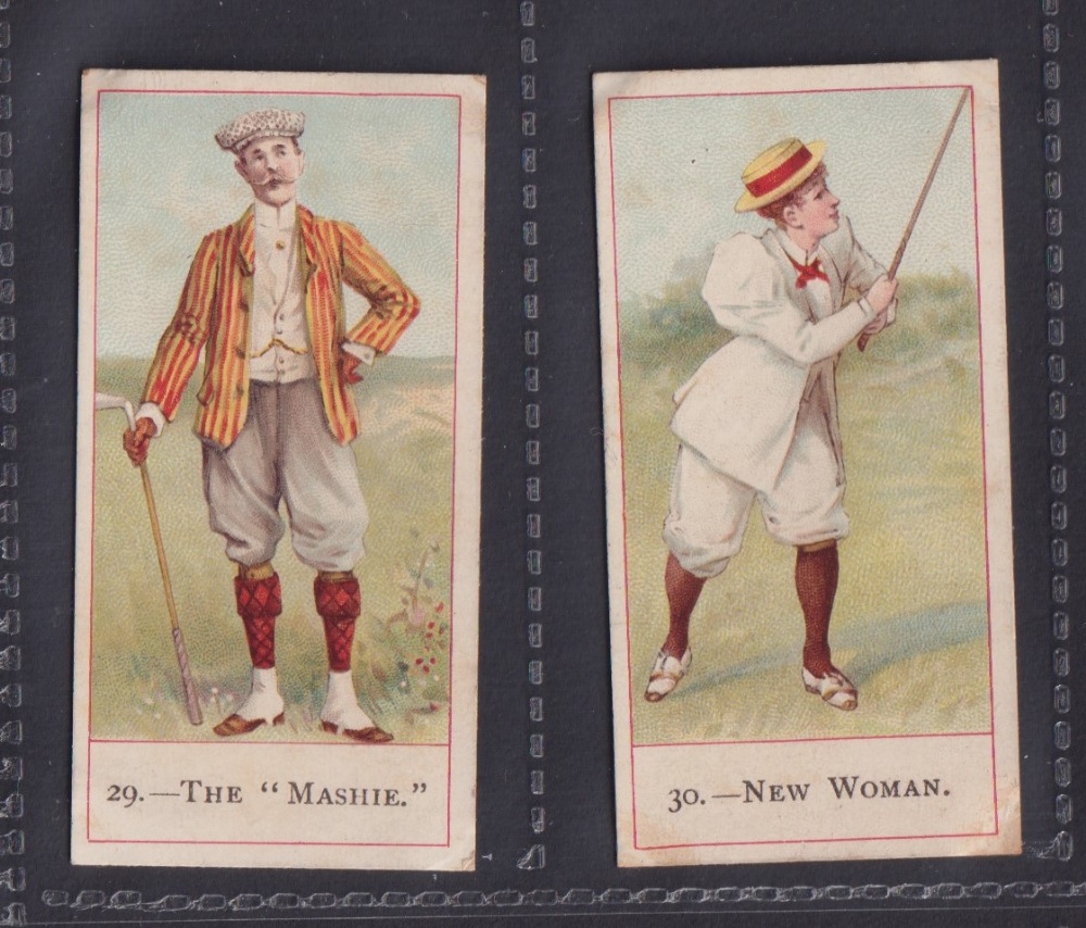 Cigarette cards, Cope's, Cope's Golfers, type cards no 29 'The Mashie' & no 30 'New Woman' (sl
