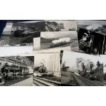 Transportation, Rail, approx. 75 b/w images of steam engines, mostly 10 x 8" (vg)