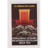 Postcard, Nazi Germany, advert card for International Automobile & Car Exhibition Berlin 1939,