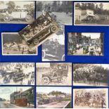 Postcards, Transport, mainly RP, Barney Oldfield in his Bens, Cars, Eddsville USA, Chaos on