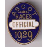 Horseracing, Royal Ascot, oval enamelled Official'