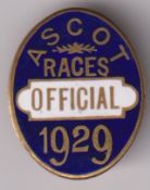 Horseracing, Royal Ascot, oval enamelled Official'