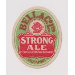 Beer label, Bell & Co Ltd, Stockport, Strong Ale, vertical oval, 73mm high (gd) (1)