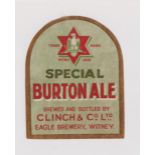 Beer label, Clinch & Co Ltd, Eagle Brewery, Witney, Special Burton Ale, shaped label, 83mm high, (
