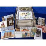Postcards, a selection of approx. 600 RP, printed and artist drawn cards to include children,