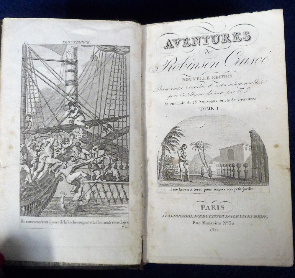 Antiquarian Books, 8 books to comprise 1822 volumes 1 and 2 of Aventures de Robinson, 1817 - Image 4 of 9