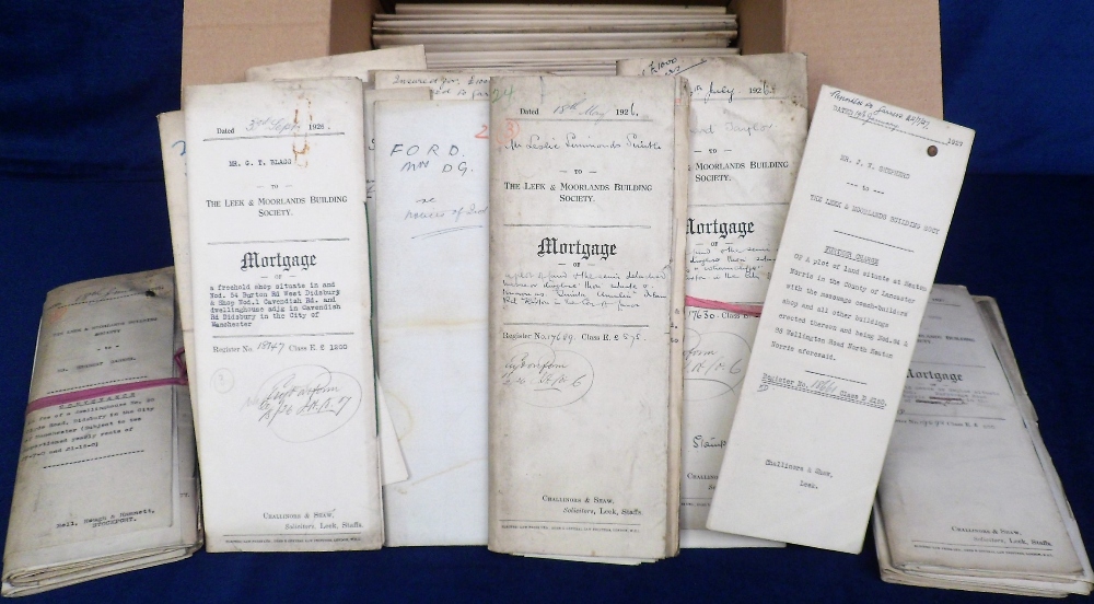 Documents, Lancashire, approx. 60 items of 1920s mortgages and related paperwork all concerning