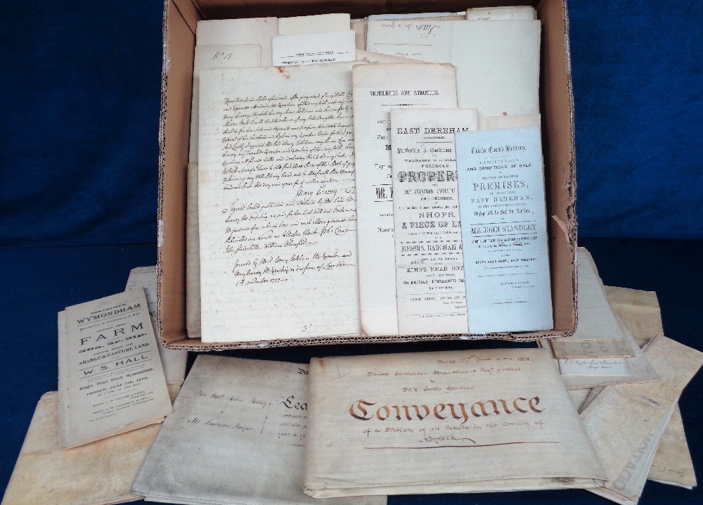 Deeds, Documents and Indentures, Norfolk, 200+ paper and vellum documents 1685-1949 to include