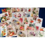 Postcards, a selection of 48 cards of flowers, fruit, still life, birds all illustrated by Christina