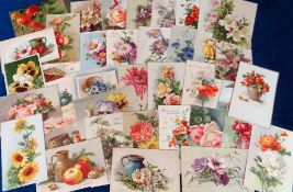 Postcards, a selection of 48 cards of flowers, fruit, still life, birds all illustrated by Christina