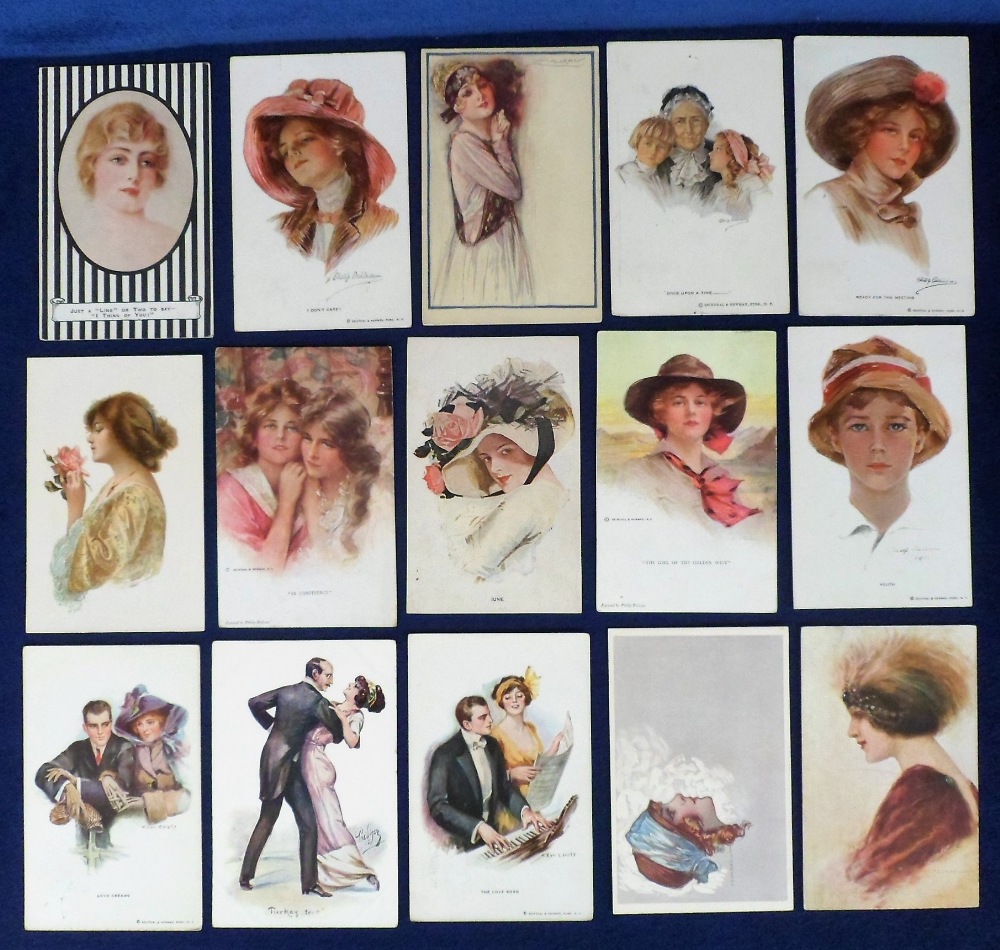 Postcards, Glamour, a good selection of 38 cards, mostly early 1920s artist drawn cards including - Image 2 of 3