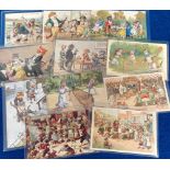 Postcards, Anthropomorphic, 11 cards featuring assorted animals to include zoo animals, cats and