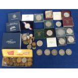 Coins, selection including GB Crowns 1889 (x3), 18