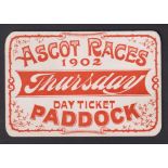 Horseracing, Royal Ascot, a rectangular card Paddo