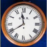 Railway Clock, 12" G.W.R. clock with ivorine plate to the side stating G.W.R. A833, fusee