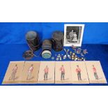 Militaria, a collection of items to include 2 silver teaspoons hallmarked 1894 and 1898 and engraved