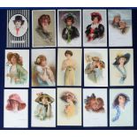 Postcards, Glamour, a good selection of 38 cards, mostly early 1920s artist drawn cards including