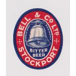 Beer label, Bell & Co Ltd, Stockport, Bitter Beer, vertical oval, 84mm high (gd) (1)