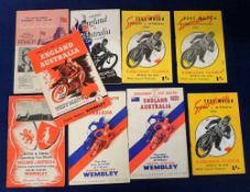 Speedway programmes, England v Australia, a collec