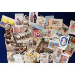 Postcards, a mixed age subject collection of approx 100 cards, mainly comic with birthday and