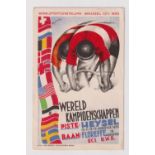 Postcards, Cycling, World Championship Heysel 10-15 August 1935, art deco design by De Greve, CS,