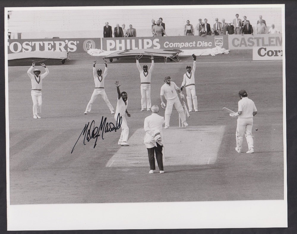 Cricket autograph, Malcolm Marshall, signed 10" x