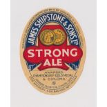 Beer label, James Shipstone & Sons, Star Brewery, Nottingham, a lovely Strong Ale, vertical oval,