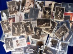 Postcards and Postcard Sized Prints, Nudes, 60+ cards showing the naked form, RPs, printed and