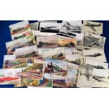 Postcards, a mixed age rail and aviation mix of approx. 196 cards, with 108 coloured cards of locos,