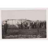 Postcard, Aviation, RP Plane catching fire on Salisbury Plain, 26th May 1913, by Fuller of