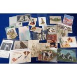 Ephemera, Dogs and Cats, approx. 25 items to include dentists trade cards, postcards, labels,