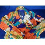 Fashion, a 1970s style psychedelic print long jacket, size 10/12 (gd)