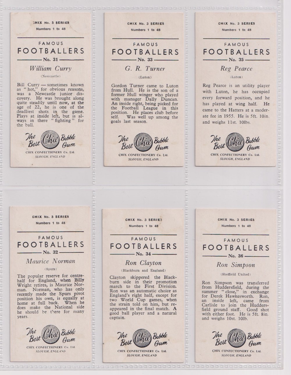 Trade cards, Chix, Footballers No 3 Series A (set, 48 cards) (some with slight marks, one signed, - Image 12 of 16