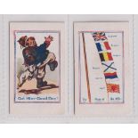 Trade cards, Outhwaites, Army Pictures, Cartoons etc, two cards, 'Got Him - Good Dog' & 'The Flags