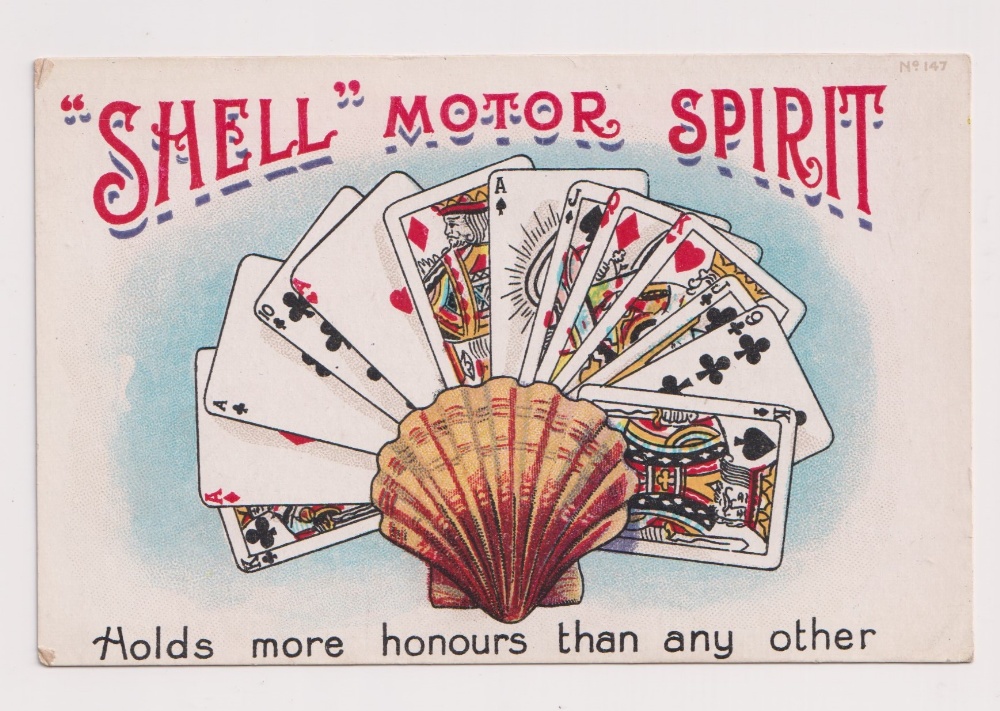 Postcard, Advertising, Shell Motor Spirits. Playing cards, No. 147 (gd/vg)