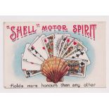 Postcard, Advertising, Shell Motor Spirits. Playing cards, No. 147 (gd/vg)
