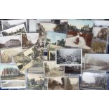 Postcards, Leicestershire and Lincolnshire, 100+ cards to include Leicester Cathedral fire ruins,