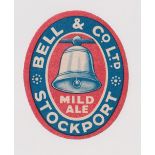 Beer label, Bell & Co Ltd, Stockport, Mild Ale Blue/Red, vertical oval, 83mm high (gd) (1)