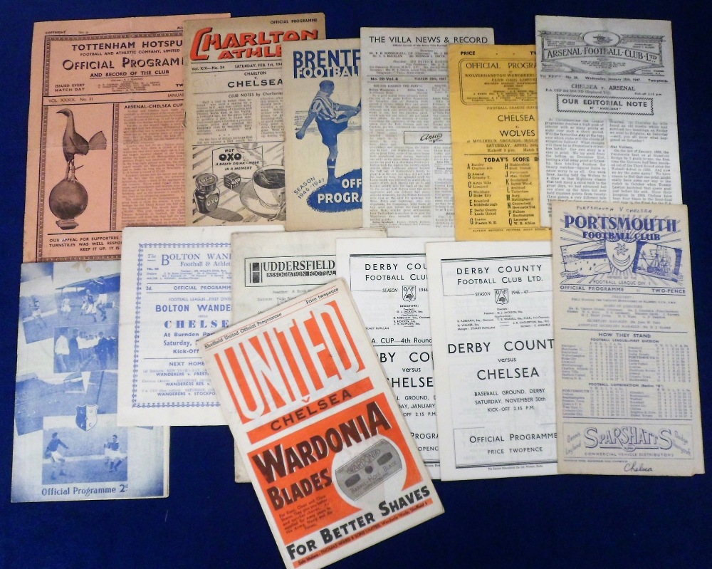 Football programmes, Chelsea aways, 1946/7, 13 pro