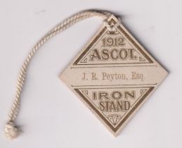 Horseracing, Royal Ascot, a triangular card badge