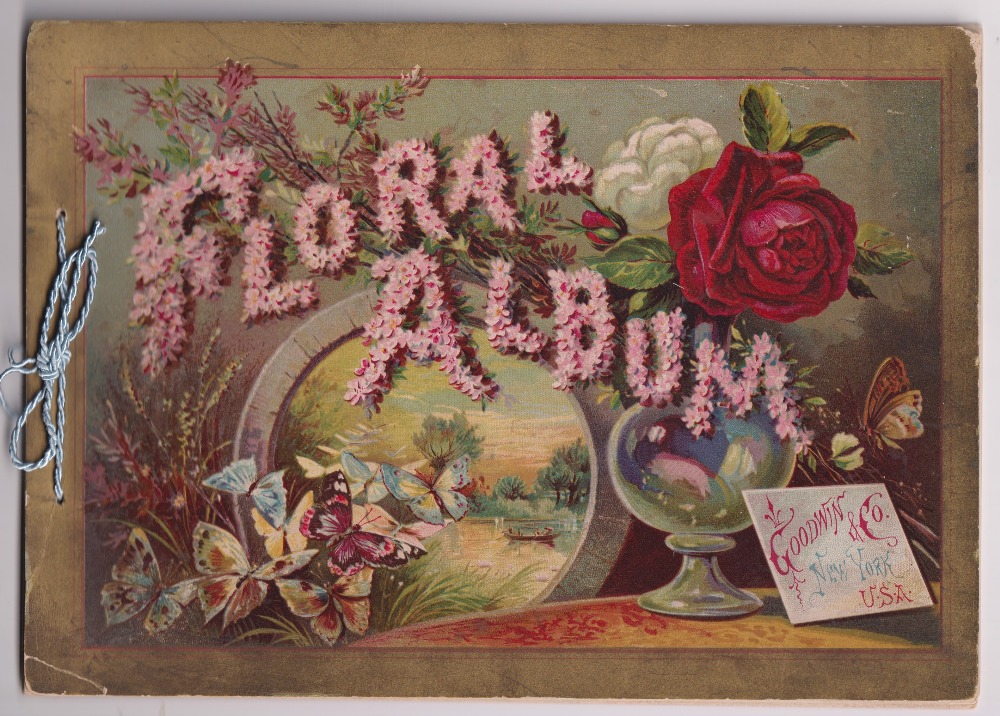 Printed album, USA, Goodwin & Co, Floral Album with original cord (some damage to back cover o/w