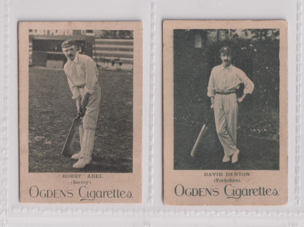 Cigarette cards, Ogden's, Cricketers & Sportsman, Cricket, two cards, Bobby Abel (Surrey) & David