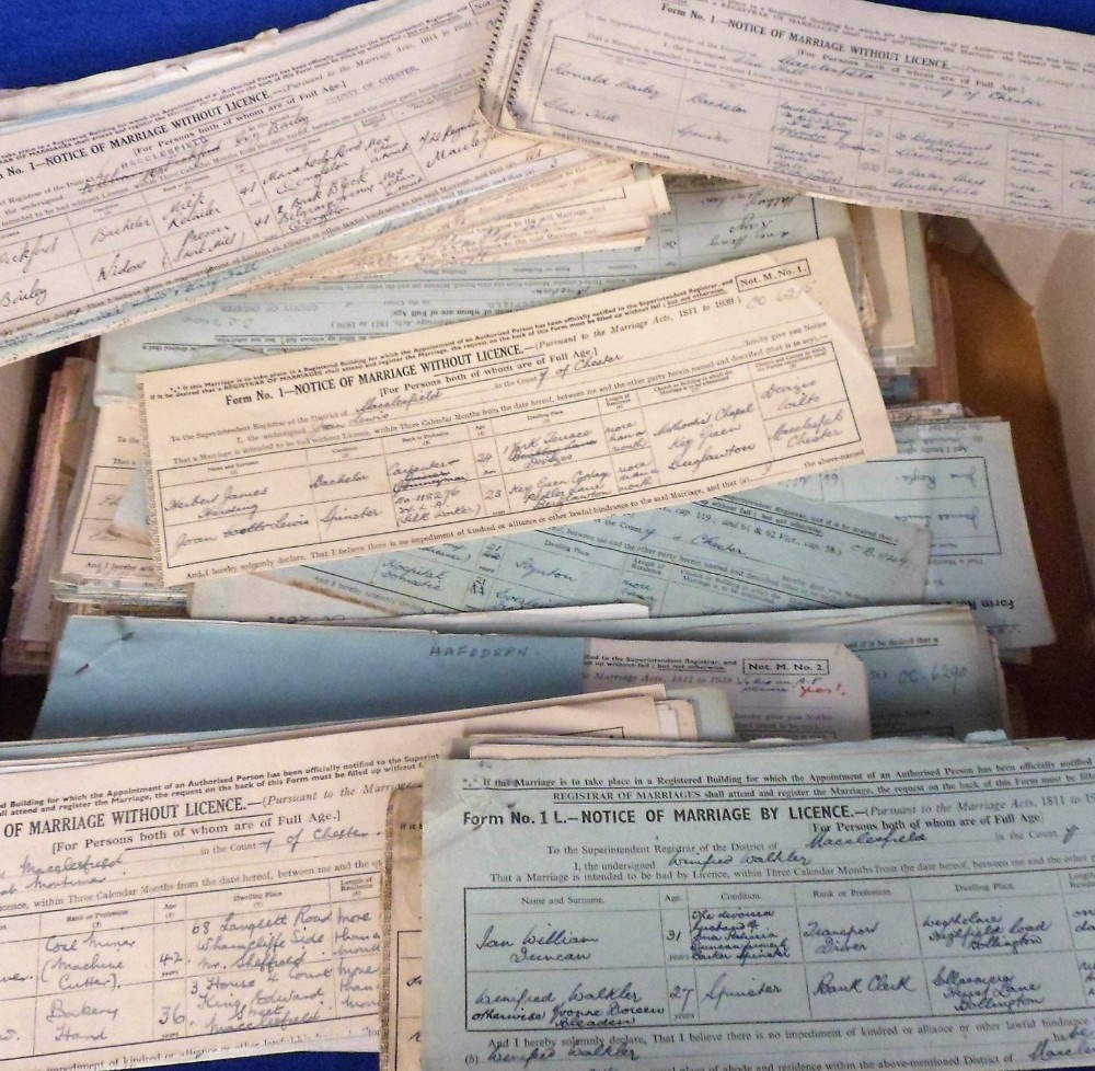 Documents, Cheshire, approx. 500 items of 1940s/50s formal notifications to the Macclesfield
